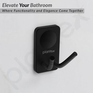 Plantex Robe Hook/Hanging Hooks for Bathroom/Wall Hooks for Hanging Clothes/Hooks for Wall/Bathroom Accessories - Pack of 1 (Black, 574)