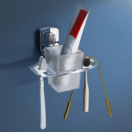 Plantex Tumbler Holder for Bathroom/304 Grade Stainless Steel Toothbrush Holder/Tothpaste Holder/Bathroom Accessories - Pack of 1 (Chrome)