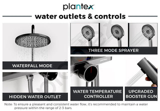Plantex 304 Grade Stainless Steel Shower Panel for Bathroom/Modern Shower System with Head Shower/Hand Shower & Massage Spray Jet for Bathroom (Gun Metal Grey)