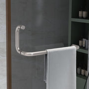 Plantex Shower Door Handle/Stainless Steel Towel Bar Combination/Towel Holder for Glass Shower Door and Bath Door Pull Handle - Pack of 1 (Satin)