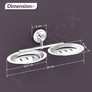 Plantex Stainless Steel Double Soap Holder for Bathroom/Soap Stand/Dual Soap Dish/Soap Storage/Bathroom Accessories - (Chrome)