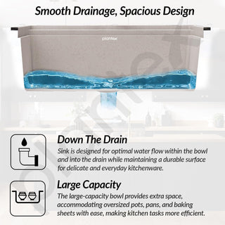 Plantex Matt Quartz Kitchen Sink/UV Protected Kitchen Sink/Undermount Sink For Kitchen/Granite Single Bowl Sink With Coupling (Mosaic Grey, 20X30 Inches)