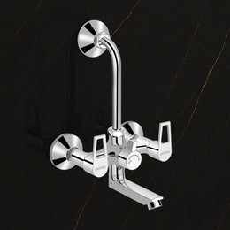 Plantex 2 in 1 Wall Mixer for Bathroom/Mixer L-Bend Provision for Overhead/Mixer Tap for Bathroom with Water Saving Nozzle and Wall Flange (3215, Chrome)