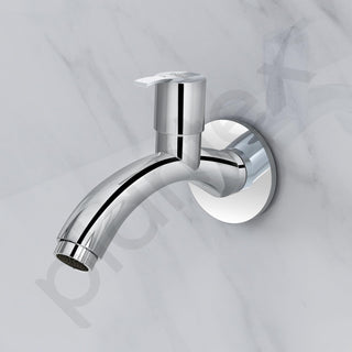 Plantex AQ-1402 Pure Brass Bib Cock Water Tap with Water Saving Aerator/Bib Tap with Brass Wall Flange & Teflon Tape-7 Year Warranty (Mirror Chrome Finish)