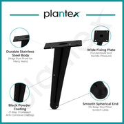 Plantex 6 Inch Sofa Legs for Bed Furniture/Sofa Legs for Table/Sofa Support Legs with Rubber Grip (Black, 6 Pcs)