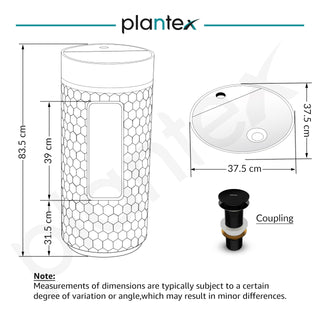 Plantex Acrylic Resin & Quartz Pedestal Basin for Bathroom/One Piece Pedestal Free Standing Round Wash Basin for living Room/Hotel (Black)