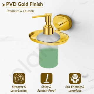 Plantex J4 Stainless Steel Liquid Soap Dispenser/Shampoo Dispenser for Wash Basin/Hand Wash Dispenser Wall Mounted/Bathroom Accessories (PVD Gold Finish) Onix
