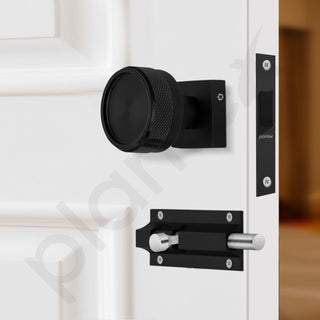 Plantex Heavy Duty Door Lock – Bathroom Door Lock/Mortise Keyless Knob Handle Set for Home/Bathroom/Store Room/Balcony/Office with Baby Latch (604 - Black)