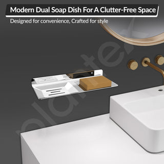 Plantex Stainless Steel Double Soap Holder for Bathroom/Soap Stand/Soap Dish/Wall Mounted Soap Holder/Bathroom Accessories
