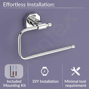 Plantex 304 Grade Stainless Steel Napkin Hanger for Wash Basin/Towel Holder for Bathroom/Napkin Ring for Kitchen/Bathroom Accessories - Nipron (Chrome)