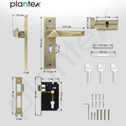 Plantex Heavy-Duty Door Lock Handle Set/ 6-Lever Lock Mechanism with 3 Years of Warranty/Mortise Lock with 3 Keys, Brass Lock Body & Cylinder - (8129-Brass Antique)