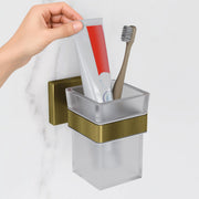 Plantex Stainless Steel Tumbler Holder for Bathroom/Toothbrush Glass Holder/Bathroom Accessories - Pack of 1, Aqua (Brass Antique)