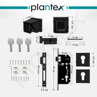 Plantex Heavy Duty Door Lock/Stainless Steel Main Door Mortise Lock Handle/Handle Set for Home/Office/Door Accessories (Black)