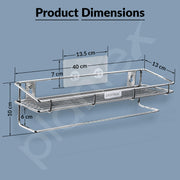 Plantex Self Adhesive Bathroom Shelf/Stainless Steel Shelf with Towel Rod/Napkin Holder/Kitchen Shelves & Racks/Kitchen Stand/Rack (Chrome)