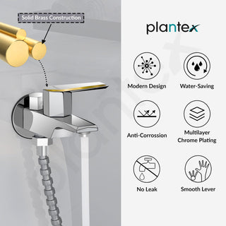 Plantex Pure Brass 2 in 1 Tap for Washing Machine with Water Saving Aerator/2-Way Bib Cock for Bathroom with Wall Flange & Teflon Tape (Celesiya-1245)