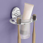 Plantex 304 Grade Stainless Steel Tumbler Holder Stand with Space for Toothbrush Holder/Bathroom Accessories - Olive (Chrome)