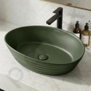Plantex Designer Ceramic Basin/Table Top Wash Basin for Bathroom/Countertop Vessel Sink Basin for Home/Office/Restaurant (Green, 22 x 14 x 7 Inch )