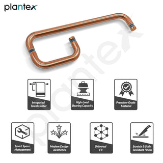 Plantex Shower Door Handle/Stainless Steel Towel Bar Combination/Towel Holder for Glass Shower Door and Bath Door Pull Handle - Pack of 1 (PVD Rose Gold)