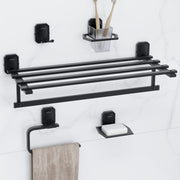 Plantex Cute 304 Grade Stainless Steel Towel Rack for Bathroom/Soap Holder/Napkin Ring/Tumbler Holder/Robe Hook/Bathroom Accessories - Black
