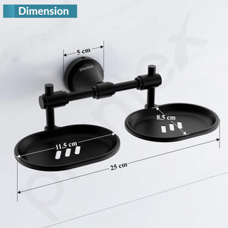 Plantex 304 Grade Stainless Steel Dual Soap Dish for Bathroom/Soap Stand/Wall Mounted Soap Holder for Bathroom Accessories Niko (Black)
