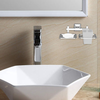 Plantex 304 Grade Stainless Steel 2in1 Soap Holder with Tumbler Holder/Bathroom Accessories - Squaro (Chrome)