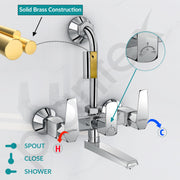 Plantex Wall Mixer for Bathroom 2 In 1 with L-Bend Provision for Overhead Shower/Mixer Tap for Bathroom with Water Saving Nozzle Tap- (Celesiya-1249)