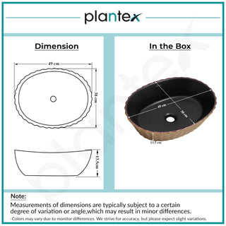 Plantex Designer Basin for Bathroom/Oval Table Top WashBasin/Countertop Hand Wash Basin/Vessel Sink for Restaurant/Hotel (19x15x5 Inch - Gold & Black)