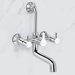 Plantex Brass Wall Mixer for Bathroom with L-Bend Connector for Overhead Shower/Mixer Tap/Wall Mixer for Bathroom 2 in 1 with 7-Year Manufacturer's Warranty-(Ico-918-Mirror-Chrome)