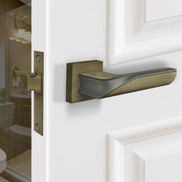 Plantex Heavy Duty Door Lock Bathroom Door Lock/Mortise Keyless Handle Set for Home/Bathroom/Store Room/Balcony/Office with Baby Latch (7086 – Brass Antique/Satin Black)