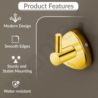 Plantex J4 Stainless Steel Clothes Hanger for Wall/Hangers for Bathroom/Robe Hook/Bathroom Accessories (PVD Gold Finish) Angel