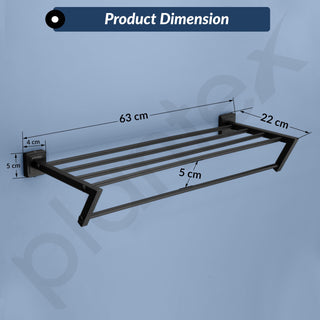 Plantex 304 Grade Stainless Steel Towel Rack in Bathroom/Towel Rod/Bathroom Towel Hanger for Wall/Bathroom Accessories (24 Inch - Black) Decan