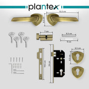 Plantex Door Lock-Fully Brass Main Door Lock with 4 Keys/Mortise Door Lock for Home/Office/Hotel (Sumer-3058, Brass Antique)
