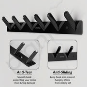 Plantex Wall Hooks for Hanging Cloth/Stainless Steel Towel Hangers/Bathroom Robe Hooks/Door Hangers/Square Wall Hook/Hook Rail for Hanging Keys - 6 Hooks (Pack of 2, PVD Black)