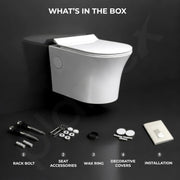 Plantex Platinum Ceramic Rimless Wall Mounted Commode/P Trap Washdown Flush Commode with Soft Close Toilet Seat Cover ( White )