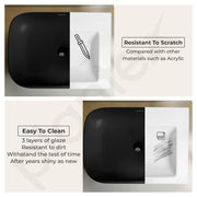 Plantex Wash Basin for Bathroom/Ceramic Basin/Rectangle Tabletop Basin/Wash Basin for Home/Restaurant (18 x 13 x 5 Inch - Charcoal Black)