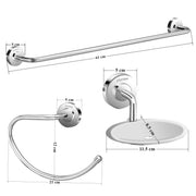 Plantex 304 Grade Stainless Steel Bathroom Accessories Set of 3 - Towel Hanger/Napking Holder/Dual Soap Holder for Bathroom - Daizy (Chrome)