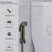 Plantex Health Faucet Set for Bathroom/ABS Hand Shower for Toilet/Jet Spray for Toilet with 1-Meter Shower Hose & Wall Hook/Faucet for Toilet - (603, Grey)