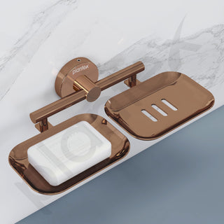 Plantex Galaxy 304 Grade Stainless Steel Rectangular Double Soap Holder for Bathroom/Soap Stand/Soap Holder/Soap Storage/Bathroom Accessories – (PVD Rose Gold)