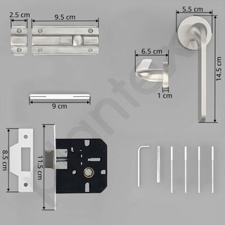 Plantex Brass Pearl Mortice Door Lock for Balcony and Bathroom Door Lock/Keyless Handle Set with Baby Latch (7060 - Matt Finish)
