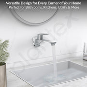 Plantex Pure Brass ORN-202 Tap for Bathroom with Water Saving Aerator/Bib Cock with Wall Flange and Teflon Tape-7 Year Warranty (Chrome)