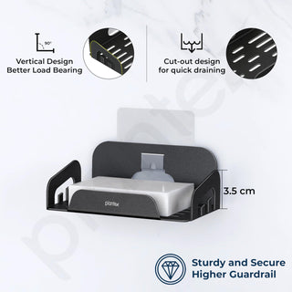 Plantex Self Adhesive Soap Dish/Stainless Steel Soap Holder for Washbasin/Soap Stand for Bathroom Without Drill/Bathroom Accessories - Pack of 3 (Black)