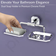 Plantex 304 Grade Stainless Steel Dual Soap Holder/Soap Stand/Soap Dish/Bathroom Accessories - Nipron (Chrome)