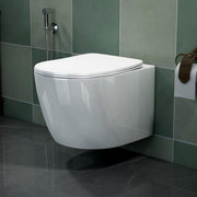 Plantex Italica Ceramic Wall Hung Commode/Imported Rimless Washdown Western Commode with Soft Close Toilet Seat - P Trap (Round, White Glossy)