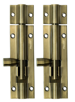 Plantex Stainless Steel Tower Bolt 4 inch/Tower Bolt for Home,Offices Doors and Windows/Tower Bolt for Main Door/Door Latch/Kundi/Chitakini/Door Latch for Windows - Pack of 2 (Brass Antique, 4 inch)