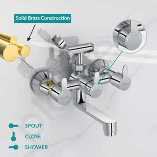 Plantex Telephonic Brass Wall Mixer for Bathroom 2 in 1/Spout Mixer Tap/Hand Shower/Mixer Tap for Bathroom with 7-Year Manufacturer's Warranty-(Flo-817 Chrome)