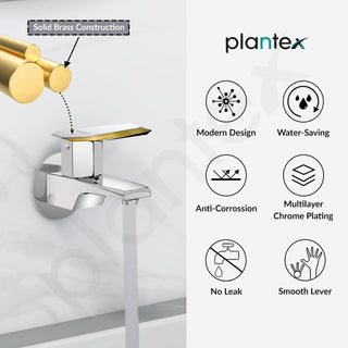Plantex Bib Cock Water Tap for Bathroom with Water Saving Aerator/Wall Mount Tap for Wash Basin with Teflon Tape & Wall Flange, Chrome (Celesiya-1241)