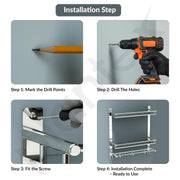 Plantex Stainless Steel Bathroom Organizer/Multipurpose 3 Tier Bathroom Shelf with Towel Hanger and Hooks/Shelf for Washroom