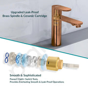 Plantex Pure Brass Single Lever Pillar tap for wash basin/Table top wash basin tap with Teflon tape/Quarter Turn tap for wash basin/Wash basin tap-(ORN-203-Rose Gold)