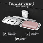Plantex Double Soap Dish for Bathroom/304 Grade Stainless Steel Dual Soap Holder/Soap Case/Soap Stand/Bathroom Accessories - Pack of 1 (PM-2408, Chrome)