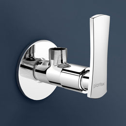 Plantex Pure Brass Angular Stop Cock/Stop Cock for Bathroom/Angular Valve for Wash Basin Connection with Brass Wall Flange & Teflon Tape - Pack of 1 (3505, Chrome)